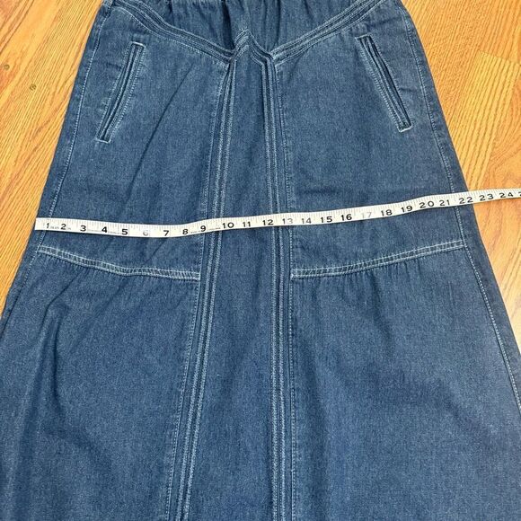 Ebossy Denim Maxi Skirt with Raw Hem - Picture 5 of 7